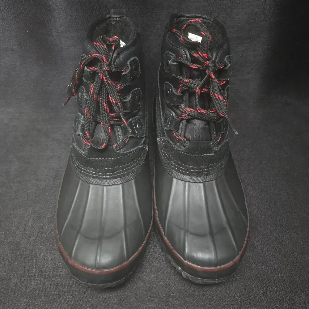 American Eagle Outfitters Black Waterproof Duck Boots Faux Fur Lined Booties